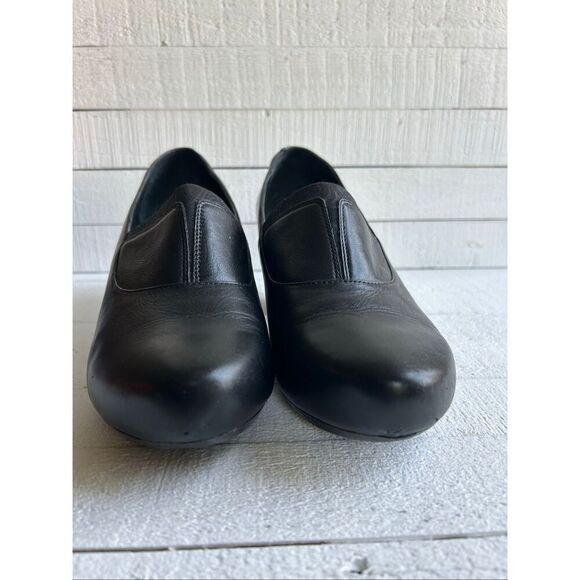 Dansko Women’s Black Leather Wedge Slip-On Comfort Heels Size 40 - Picture 4 of 12